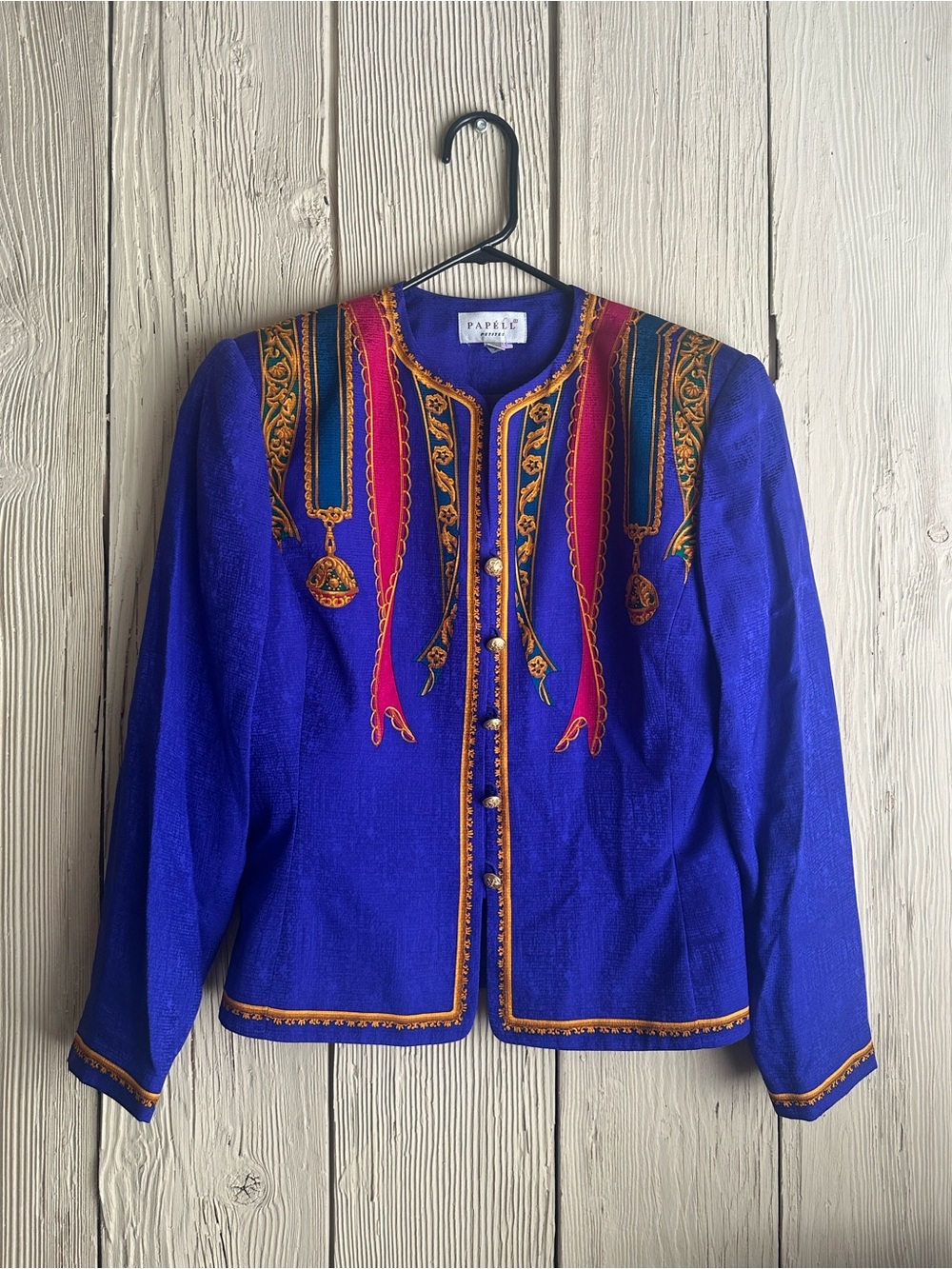 Adrianna Papell 100% Silk Women’s Vintage Purple Trophy Design Jacket Blazer